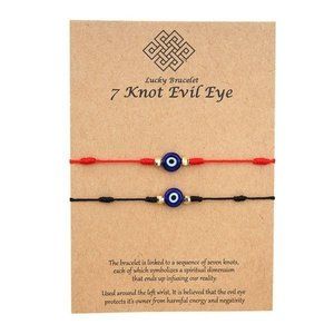 "7 knot Evil Eye" Red/Black bracelet set